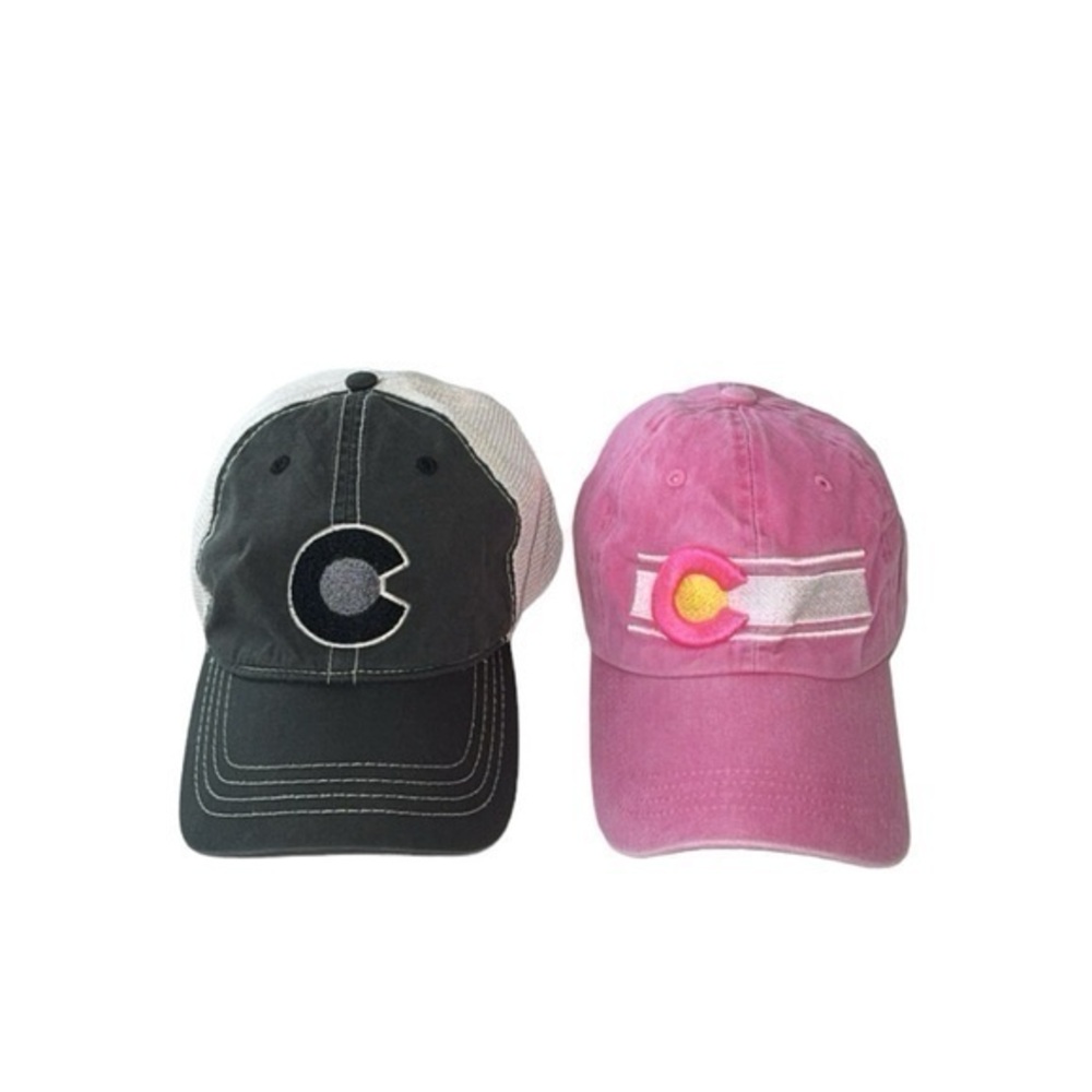 Bundle Set of 2 Colorado CO Dark Gray‎ & Pink Baseball Caps Hats